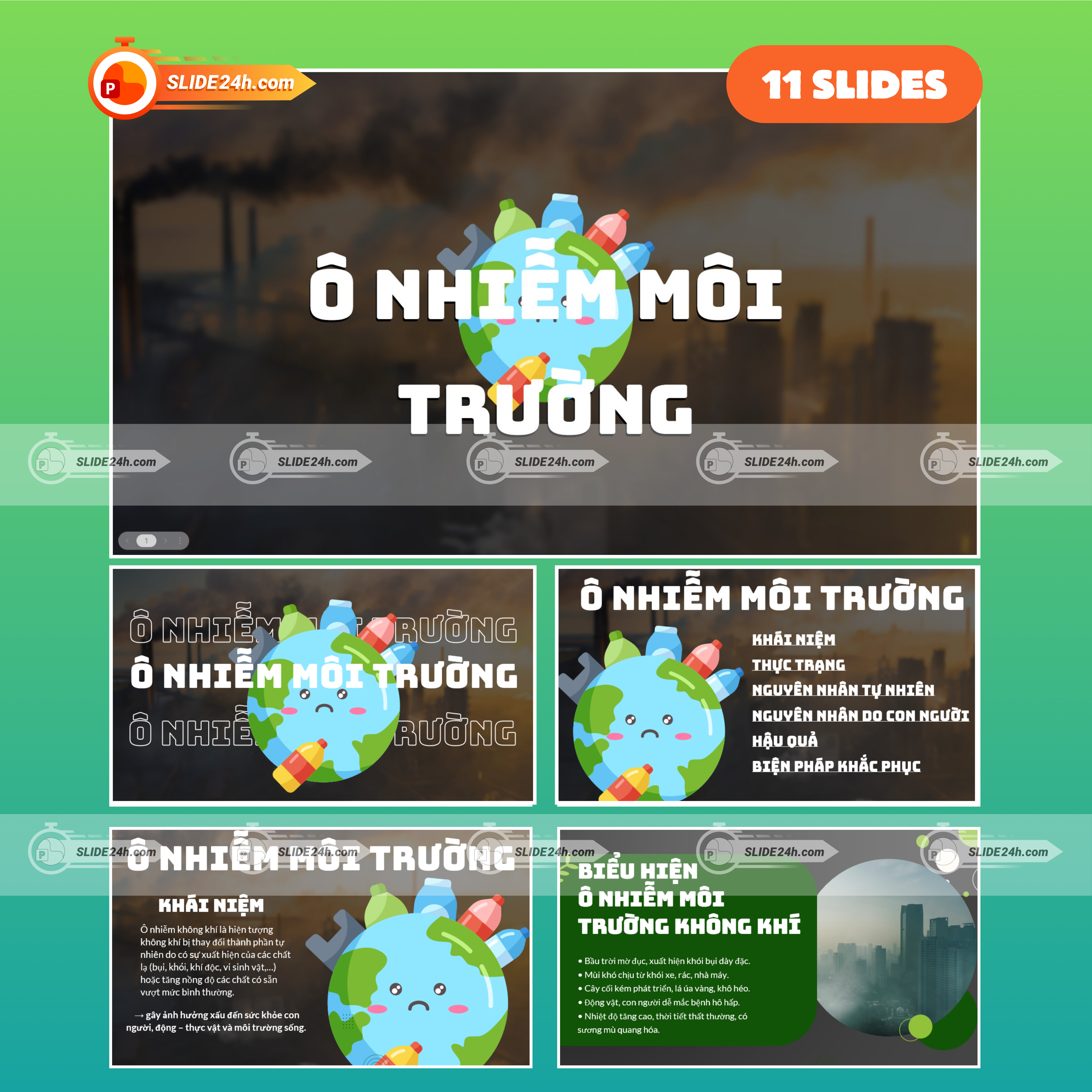 Mẫu Slide Thuyết Trình Ô Nhiễm Môi Trường Không Khí – Bài Giảng Trực Quan Dễ Hiểu