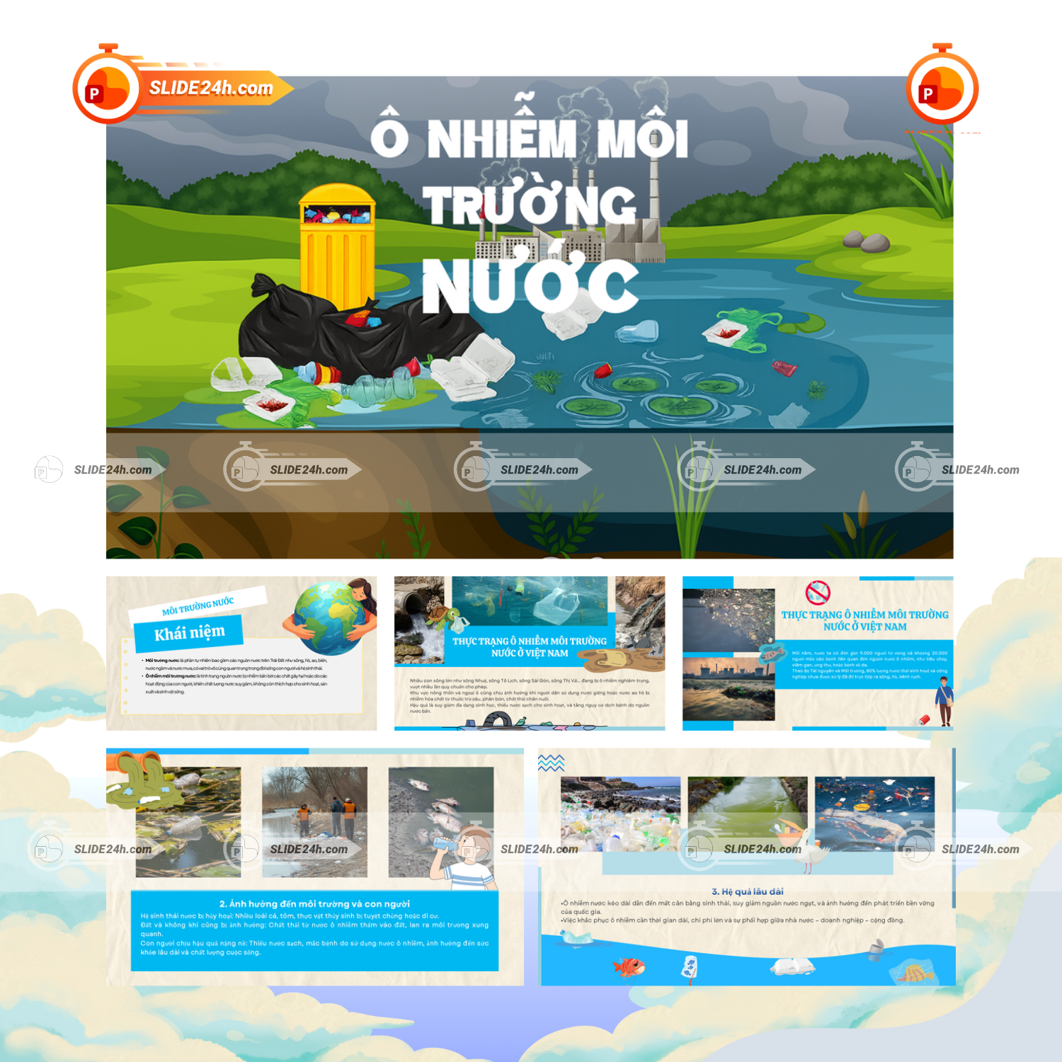 Mẫu Slide Thuyết Trình Ô Nhiễm Môi Trường Nước – Bài Giảng Trực Quan Chuẩn Học Thuật