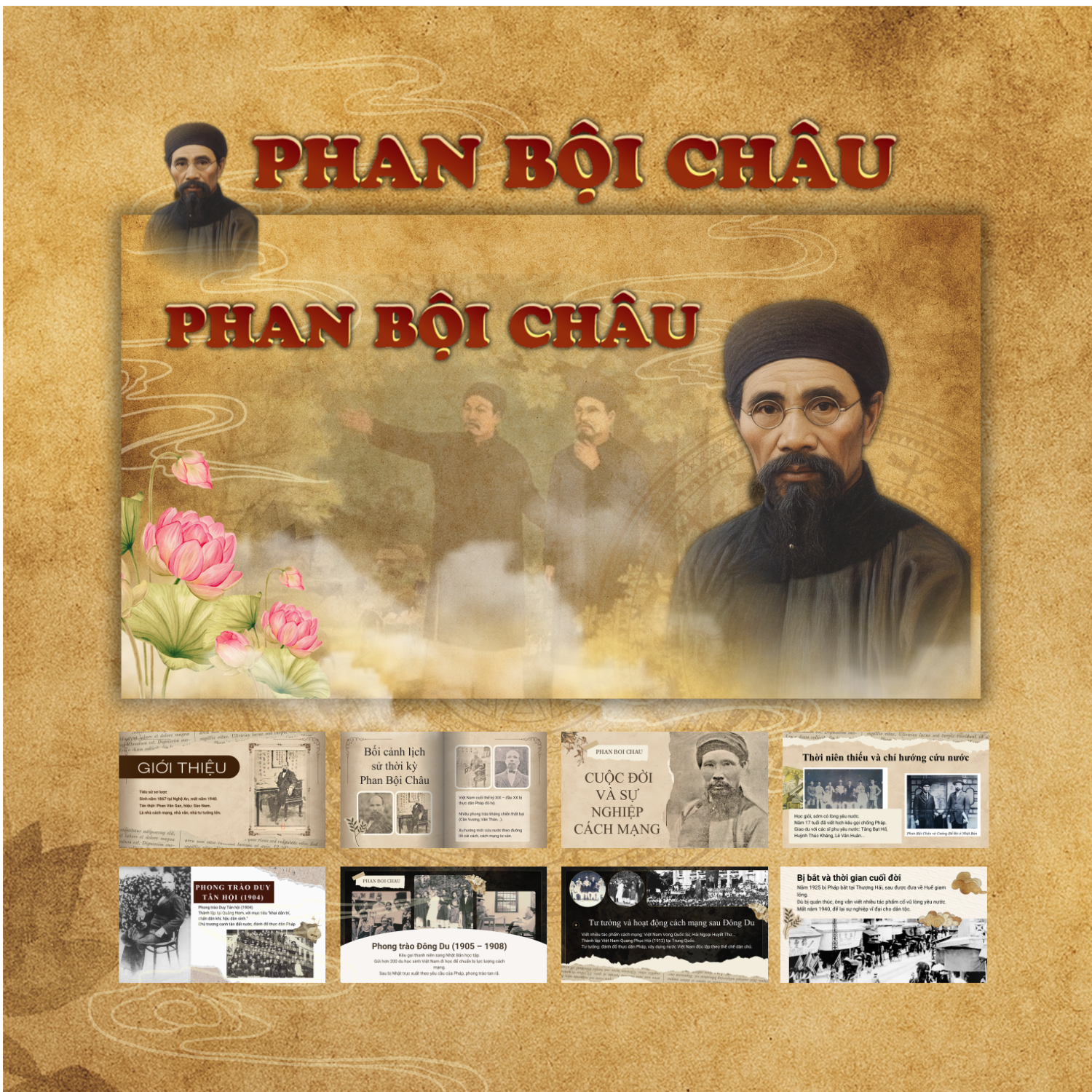 Mẫu Slide Phan Bội Châu – Template PowerPoint Chủ Đề Lịch Sử Việt Nam thumbnail