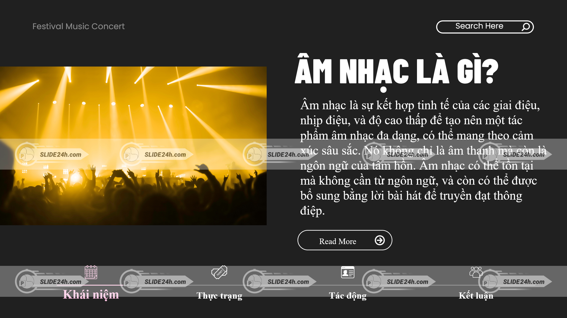 âm nhạc là gì với hình ảnh buổi hòa nhạc và khán giả thưởng thức âm nhạc