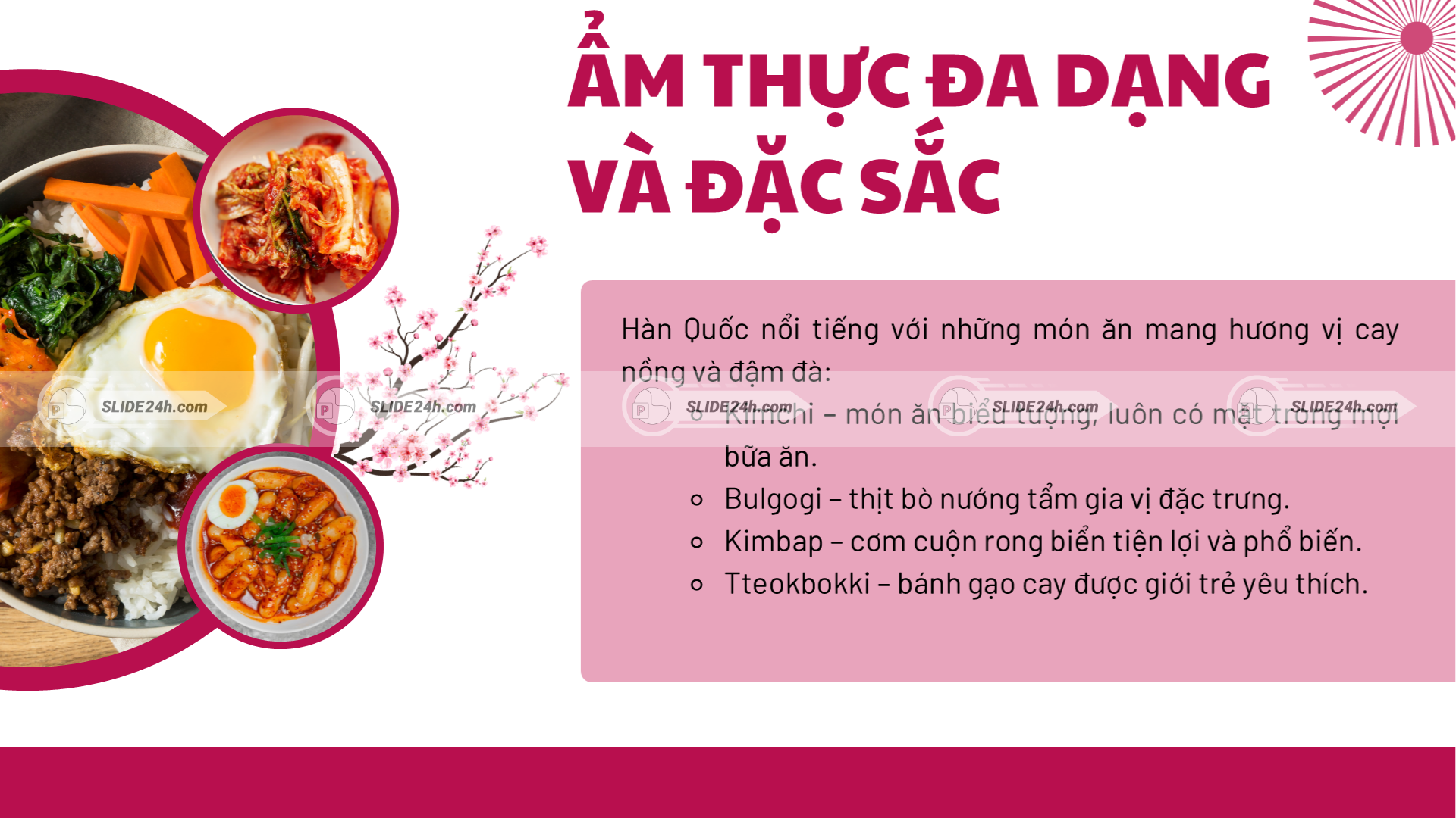 Ẩm thực Hàn Quốc với các món ăn tiêu biểu và văn hóa ẩm thực đường phố.