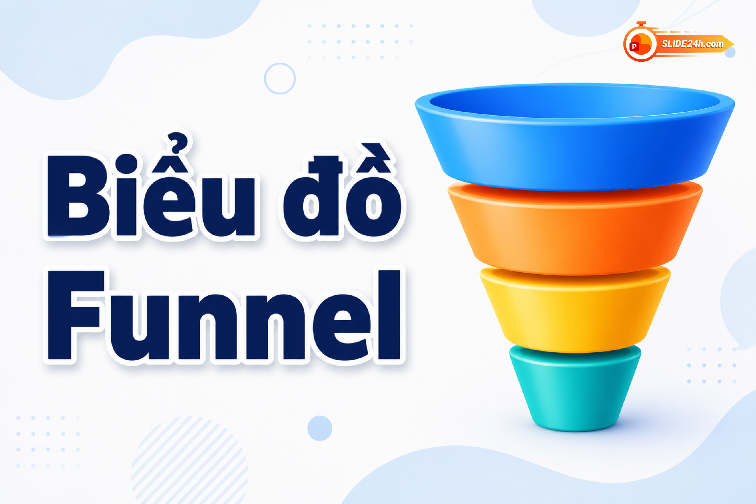 biểu đồ funnel 3d nhiều tầng màu thể hiện số liệu theo cấp