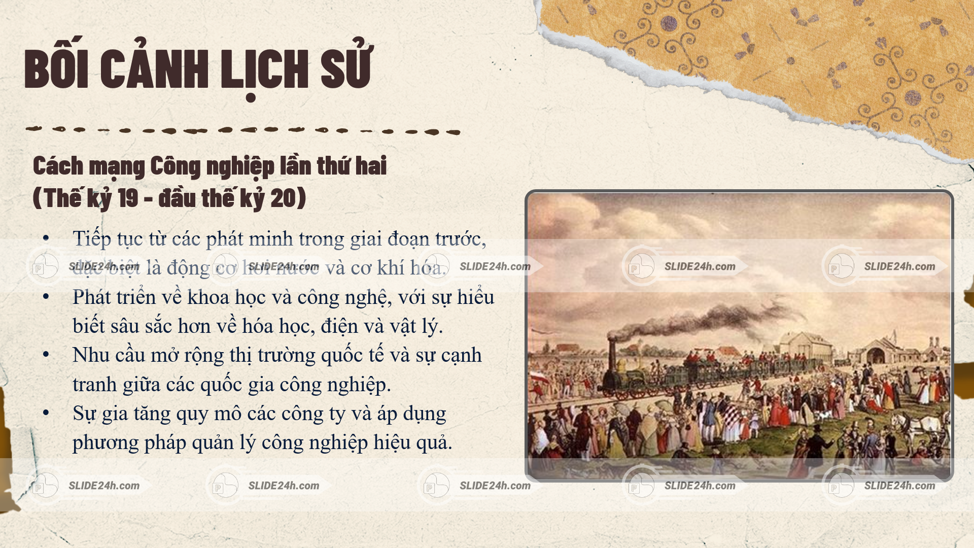bối cảnh lịch sử của cách mạng công nghiệp lần thứ hai với sự phát triển khoa học công nghệ và công nghiệp hóa