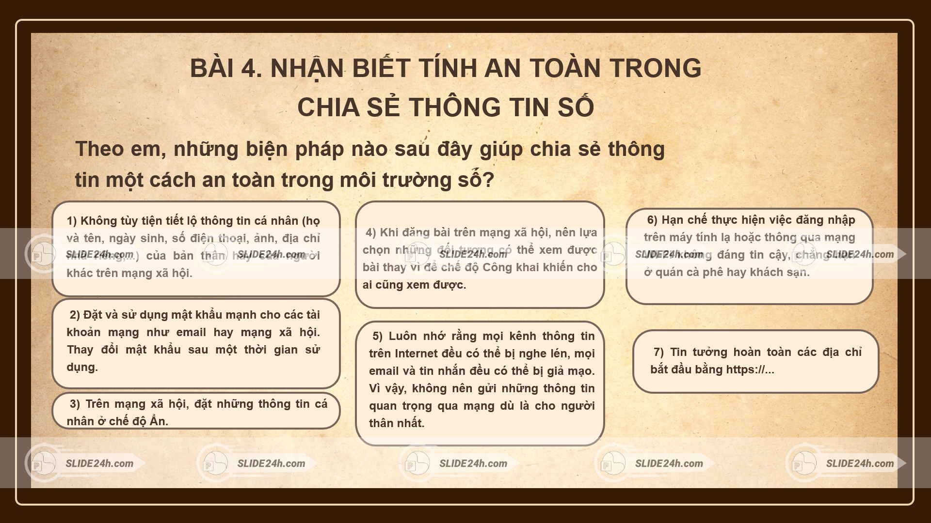 các biện pháp an toàn khi chia sẻ thông tin số như bảo mật thông tin cá nhân đặt mật khẩu mạnh và kiểm soát quyền riêng tư trên mạng