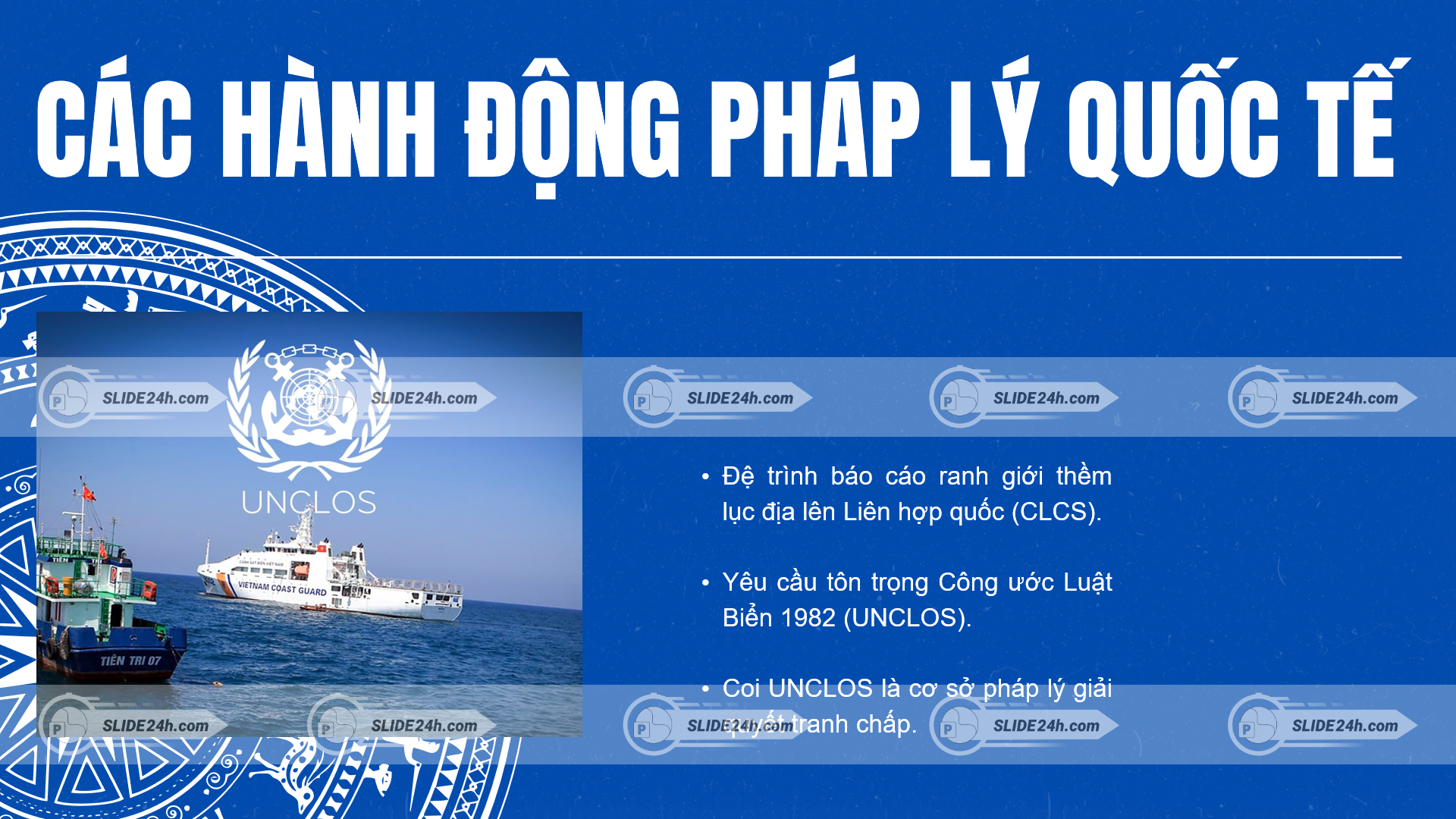 các hành động pháp lý quốc tế của việt nam liên quan đến công ước luật biển unc los 1982