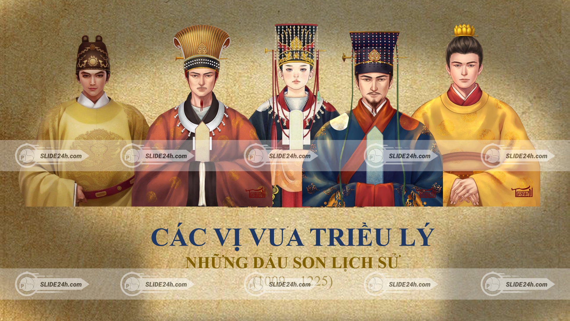 các vị vua triều lý trong trang phục cung đình cổ điển