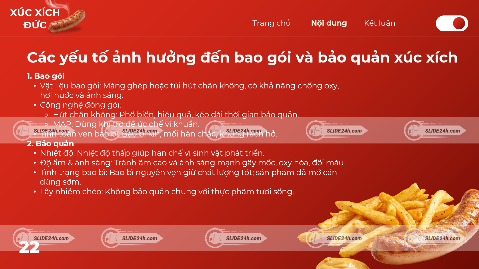Các yếu tố ảnh hưởng đến chất lượng xúc xích