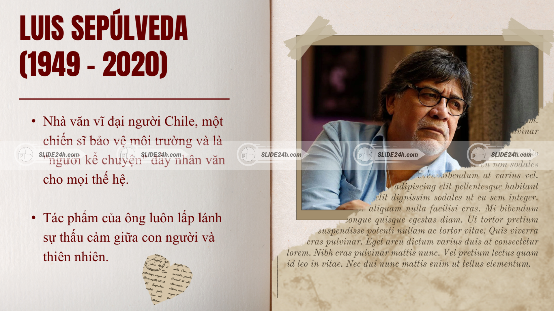 Chân dung nhà văn Chile cùng phong cách viết giàu cảm xúc, nhân văn và tinh thần bảo vệ môi trường.