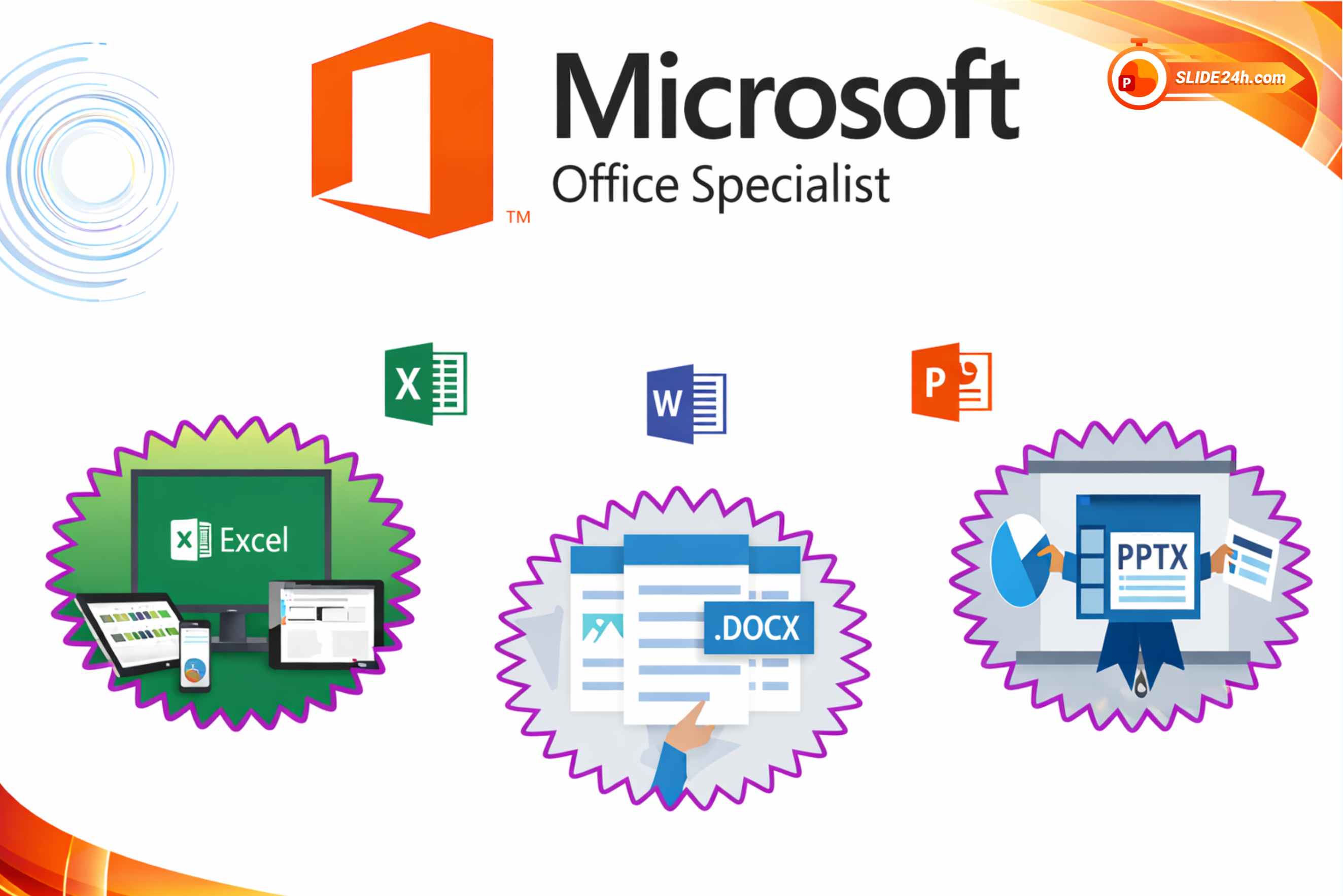 Chứng chỉ tin học quốc tế MOS với Word, Excel và PowerPoint.