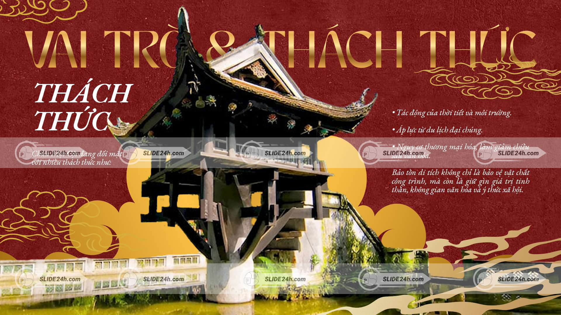 Công tác bảo tồn Chùa Một Cột đang đối mặt với nhiều thách thức từ thời gian.