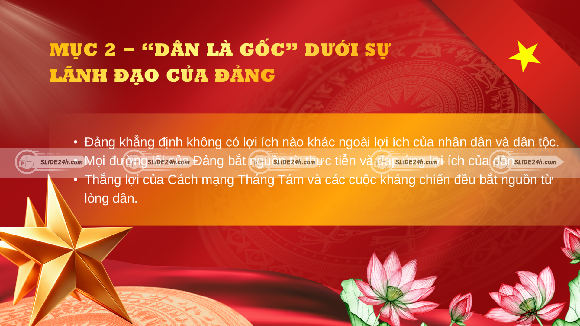 Dân là gốc dưới sự lãnh đạo của Đảng và vai trò của lòng dân trong thắng lợi cách mạng.