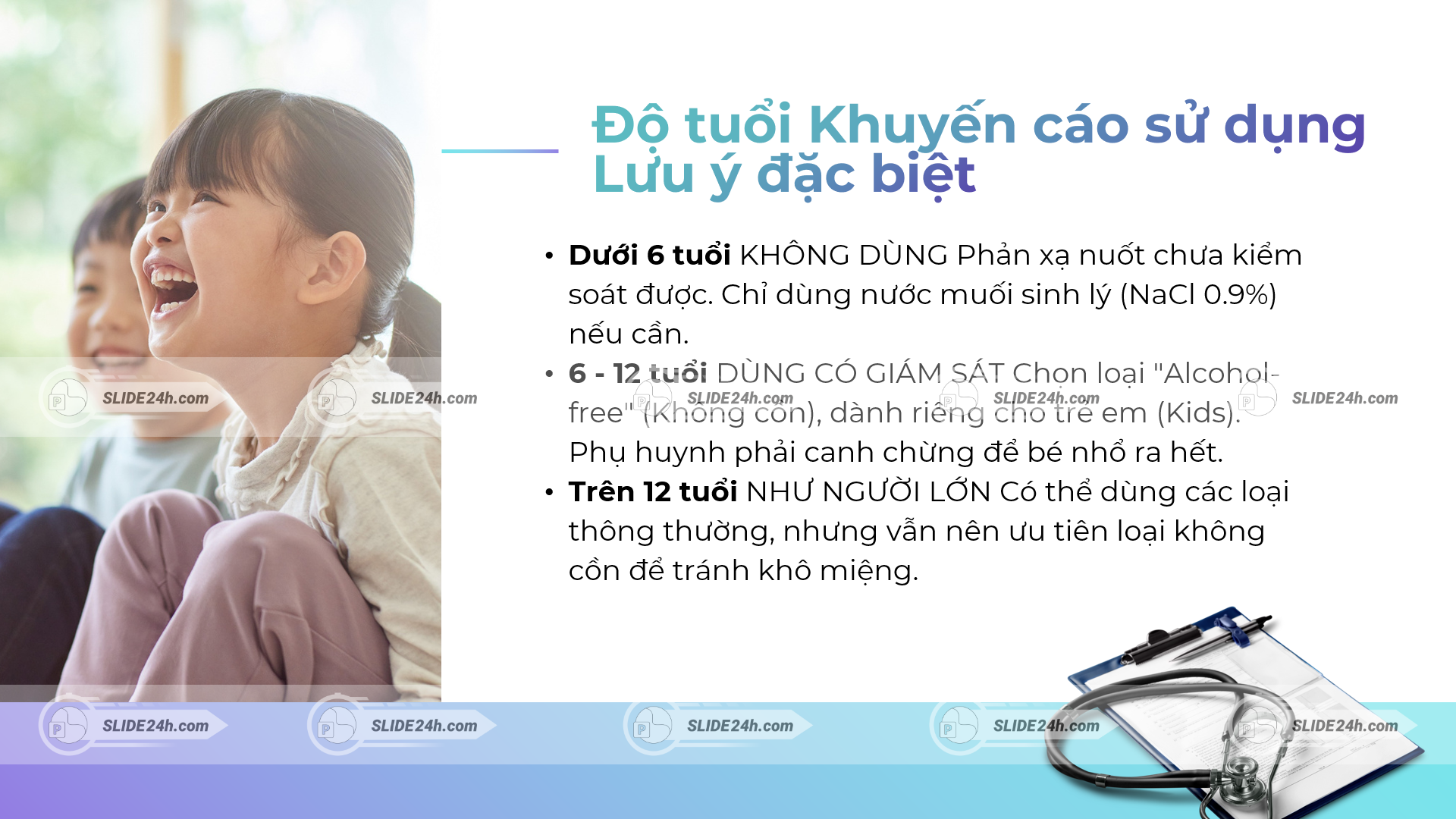 Độ tuổi và lưu ý từ chuyên gia khi dùng nước súc miệng