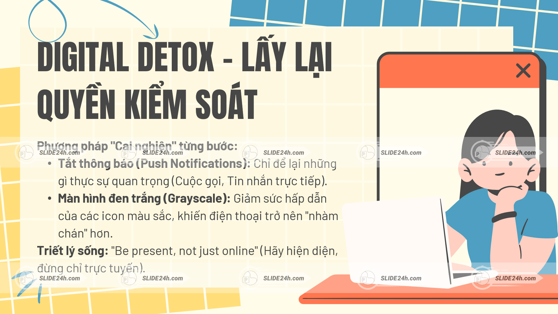 Giải pháp digital detox giúp kiểm soát điện thoại và giảm phụ thuộc vào công nghệ trong đời sống hằng ngày.