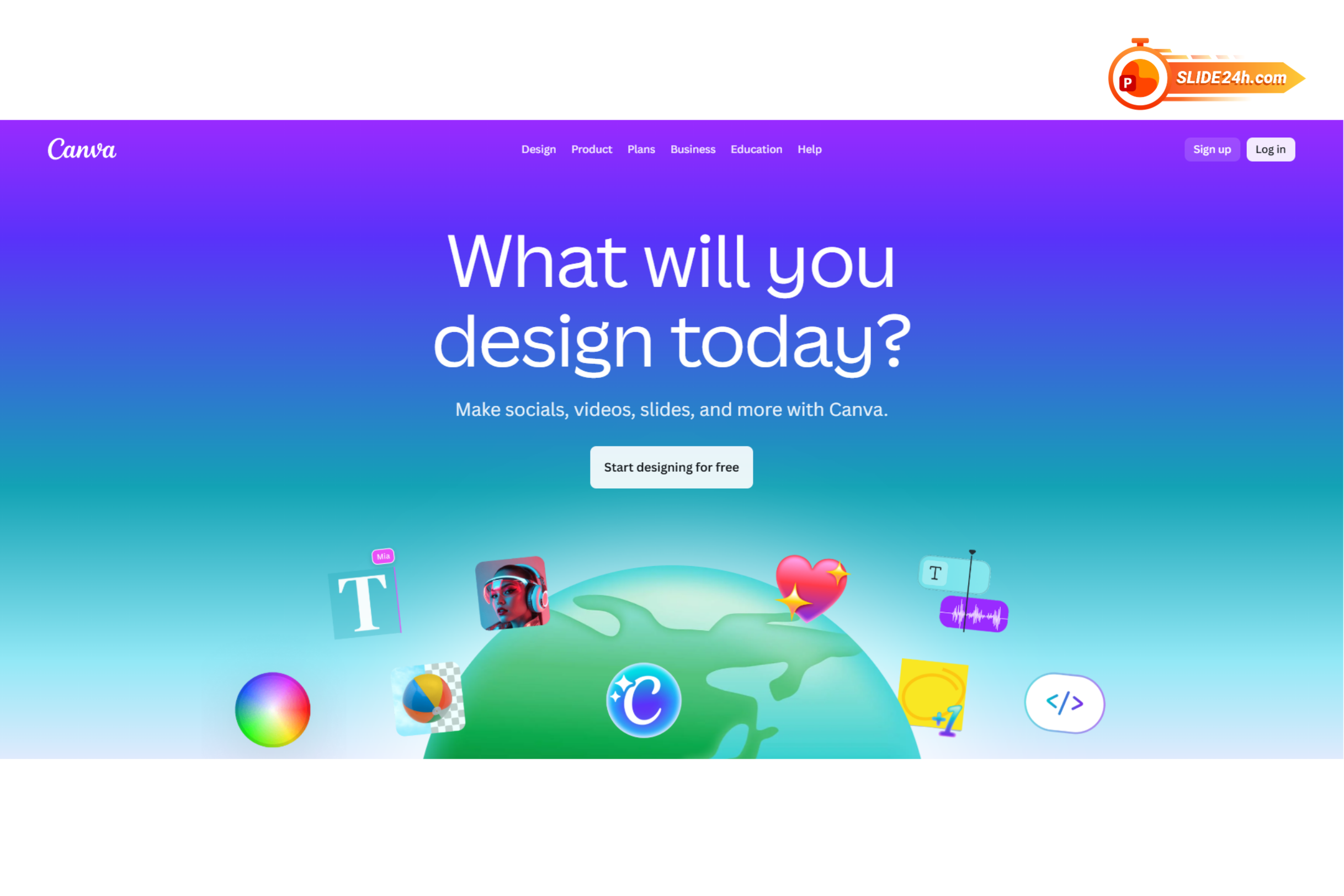 Giao diện trang chủ Canva – nền tảng thiết kế slide trực tuyến với giao diện kéo thả