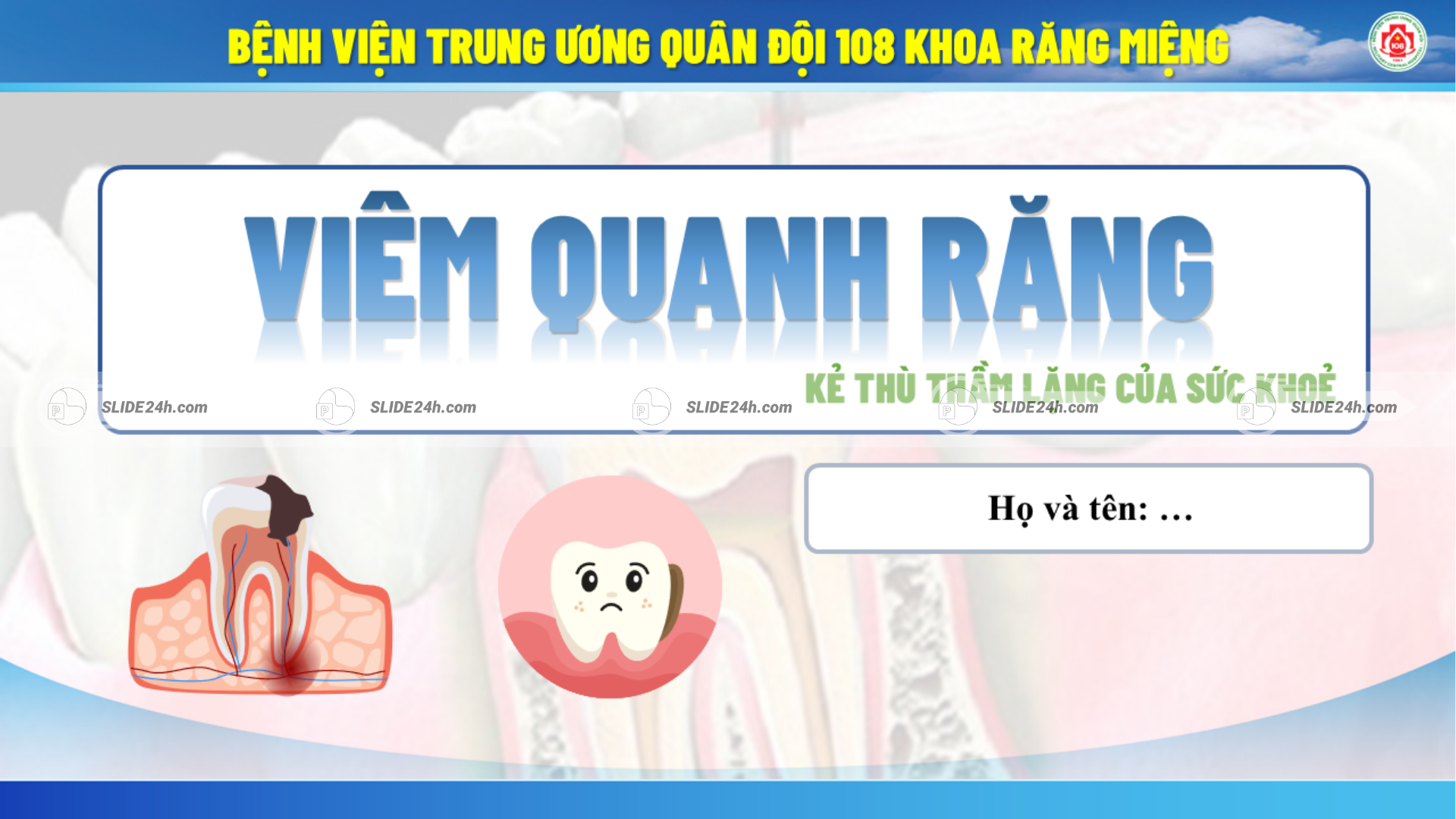 Giới thiệu chủ đề viêm quanh răng với các nội dung chính.