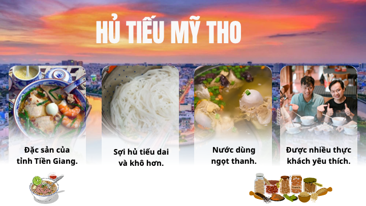 hủ tiếu Mỹ Tho đặc sản Tiền Giang với sợi dai khô và nước dùng thanh