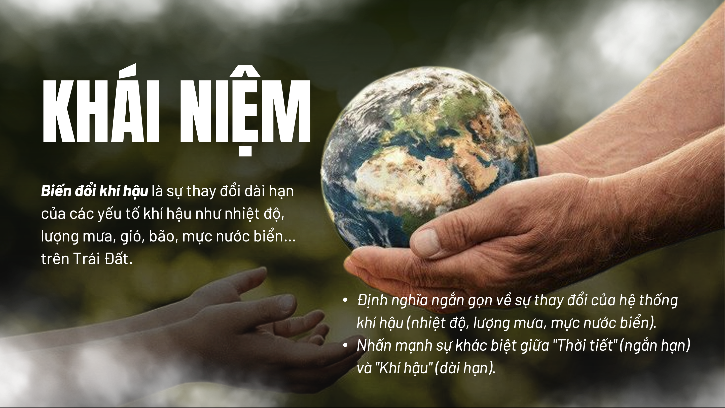 khái niệm biến đổi khí hậu nhiệt độ lượng mưa mực nước biển