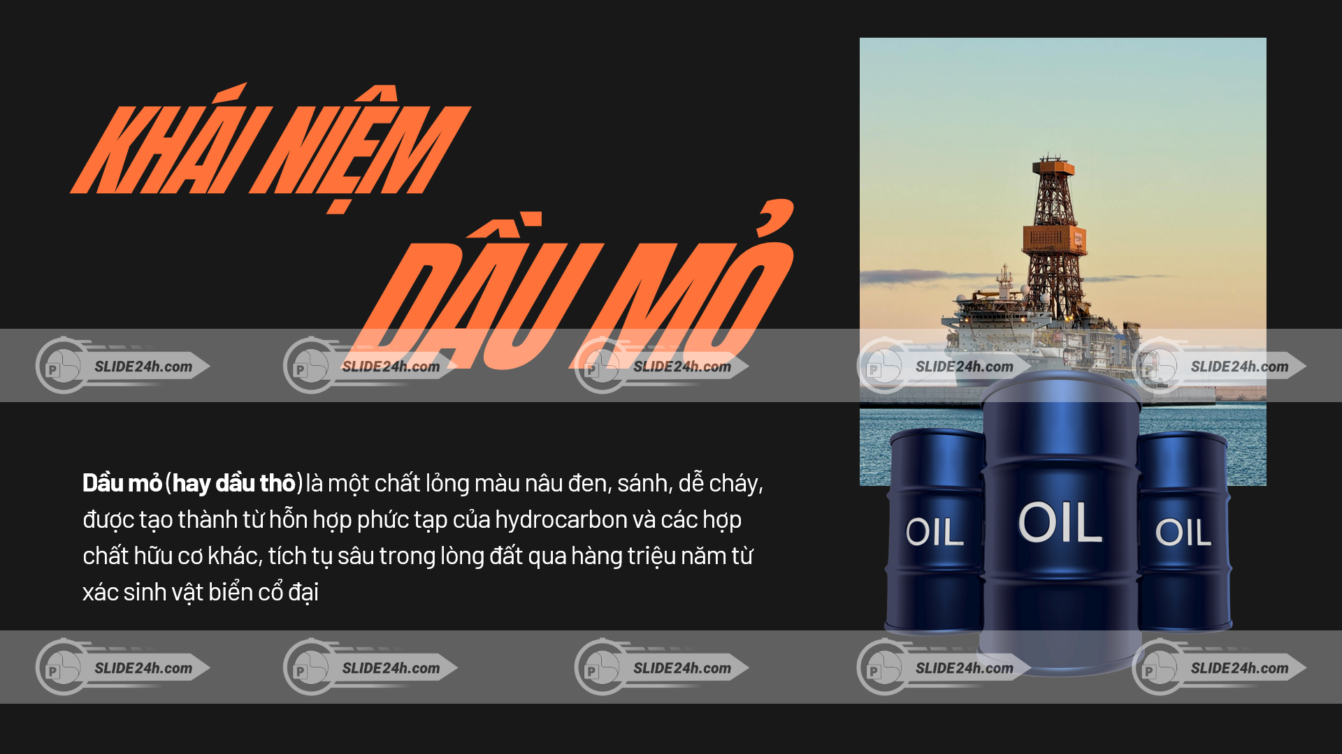 Khái niệm dầu mỏ trong năng lượng hóa thạch.