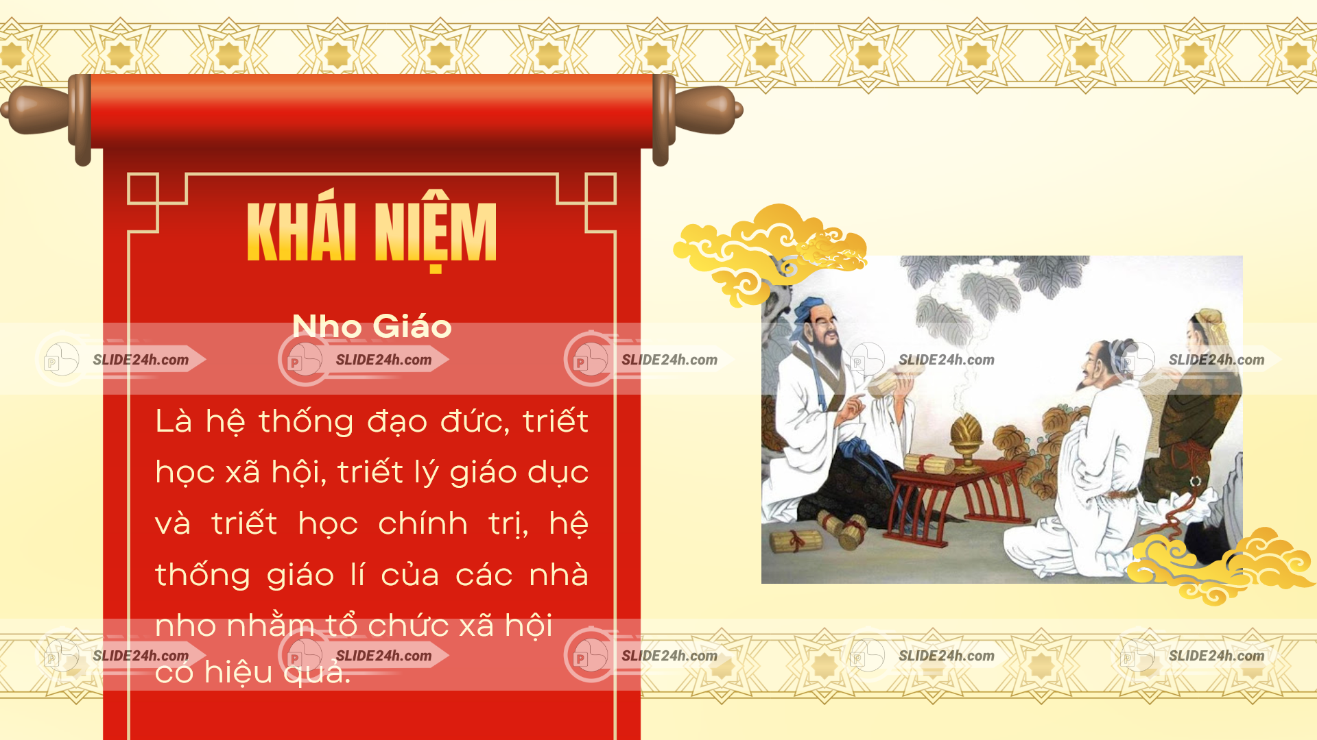 khái niệm nho giáo với minh họa các nhà nho đàm đạo và nội dung triết lý đạo đức xã hội