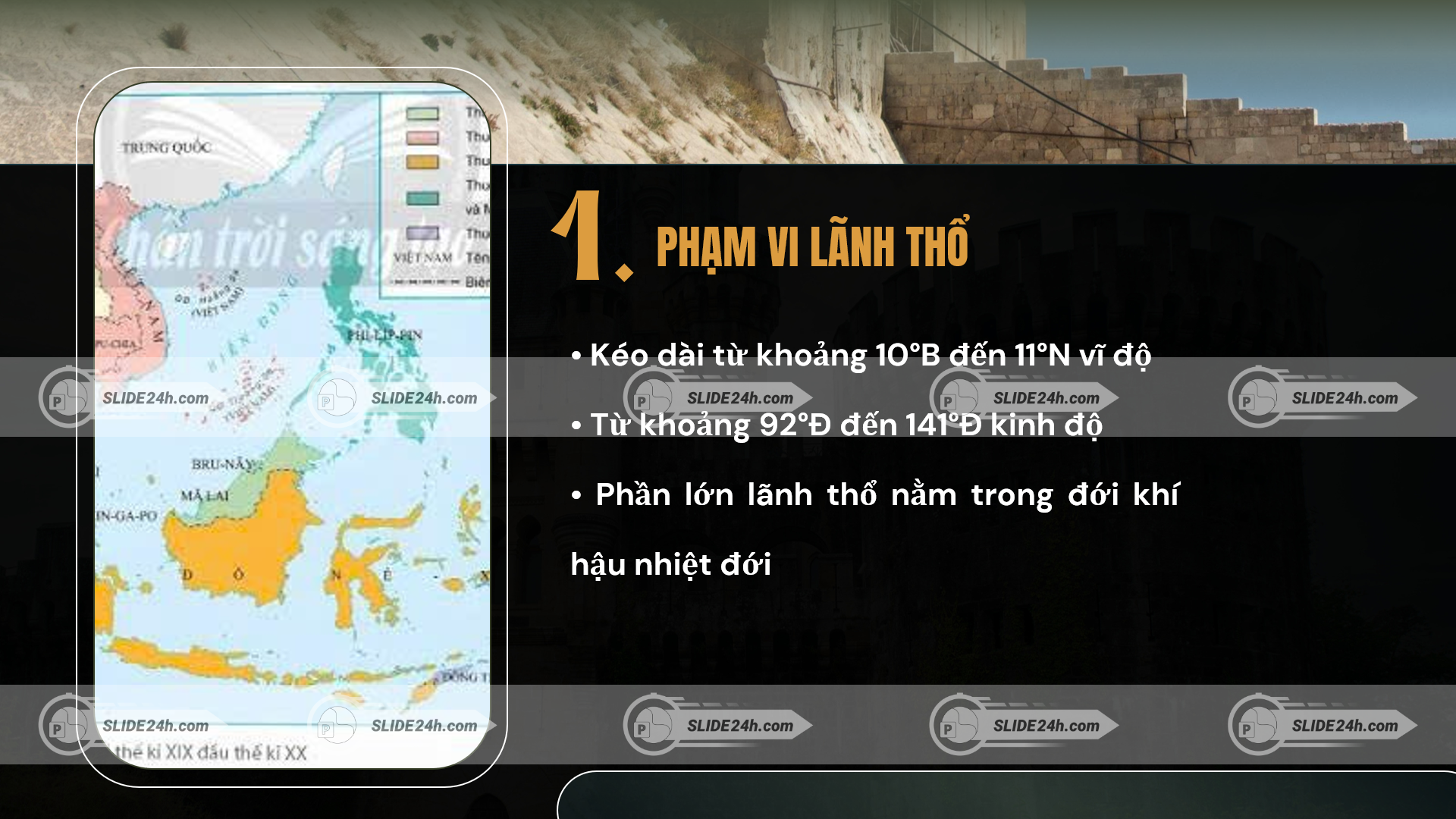 Khái quát vị trí và phạm vi lãnh thổ của khu vực Đông Nam Á.