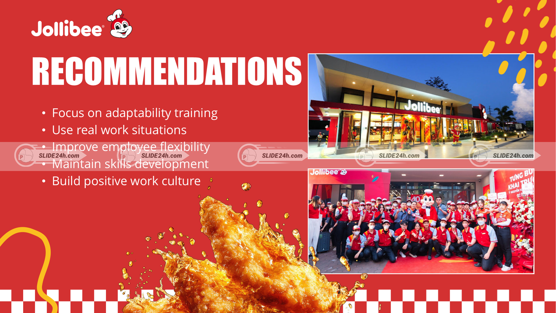 Khuyến nghị cho nhà quản lý Jollibee về đào tạo khả năng thích nghi, duy trì.