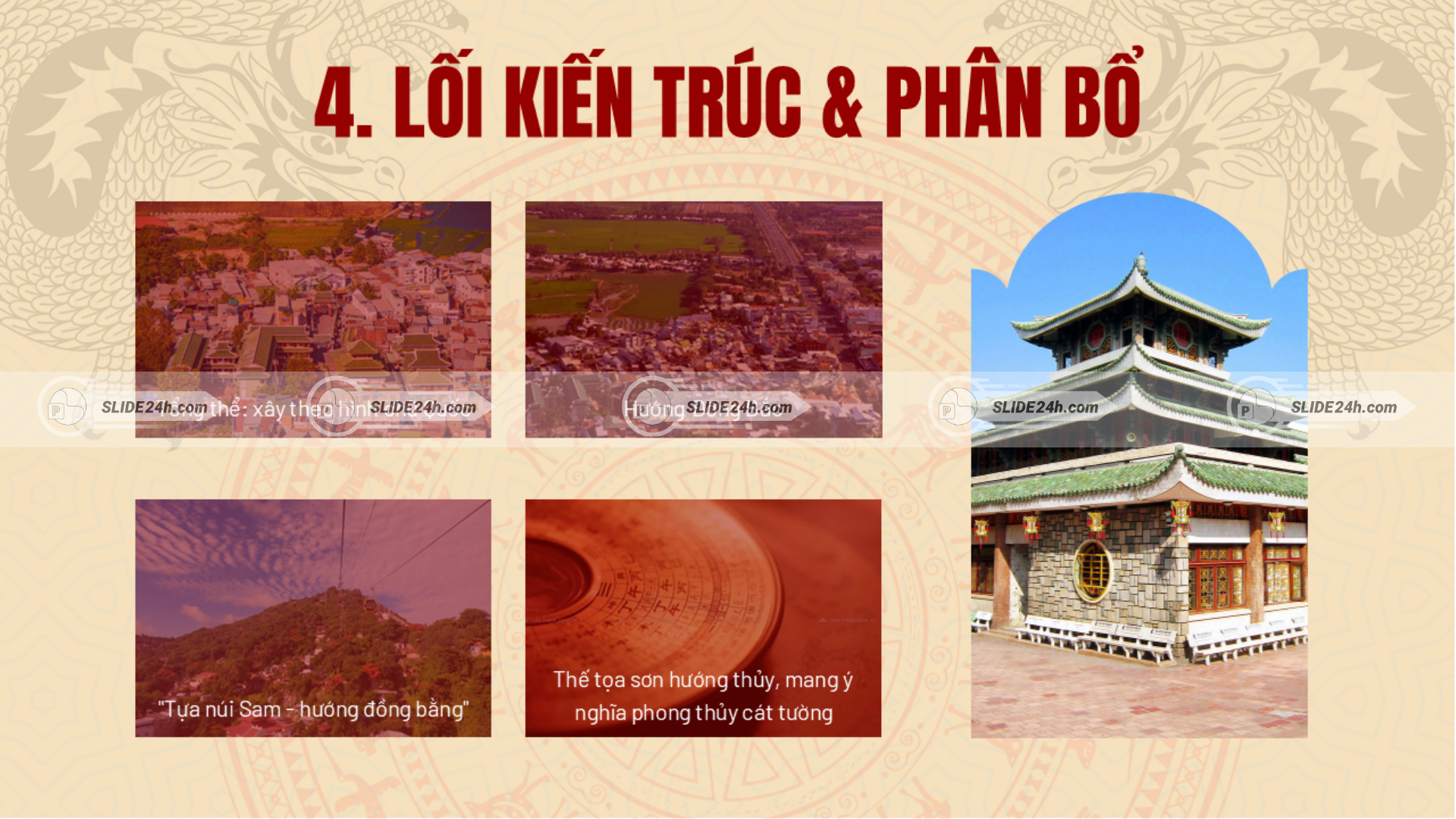 Kiến trúc Miếu Bà Chúa Xứ Núi Sam với bố cục hình chữ Quốc và không gian thờ tự truyền thống.