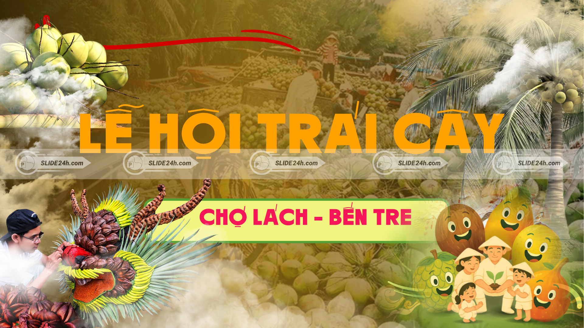 Lễ hội trái cây Chợ Lách – Bến Tre với hình ảnh đặc sản và không khí miệt vườn sôi động.