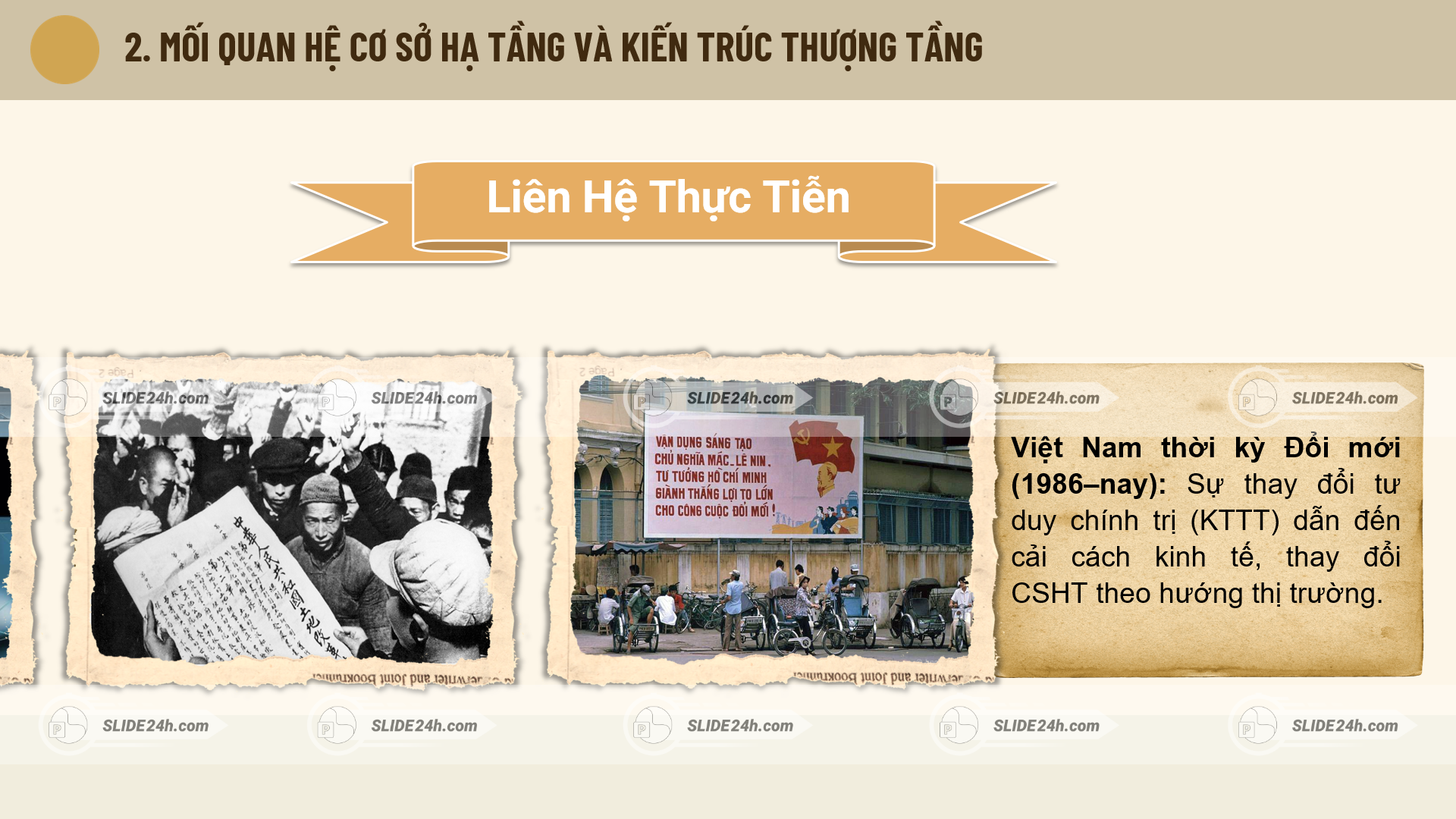 Liên hệ thực tiễn về mối quan hệ giữa cơ sở hạ tầng và kiến trúc thượng tầng
