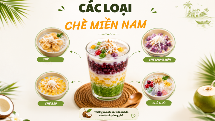 ly chè việt nam miền nam nhiều lớp màu sắc với nước cốt dừa và đá bào