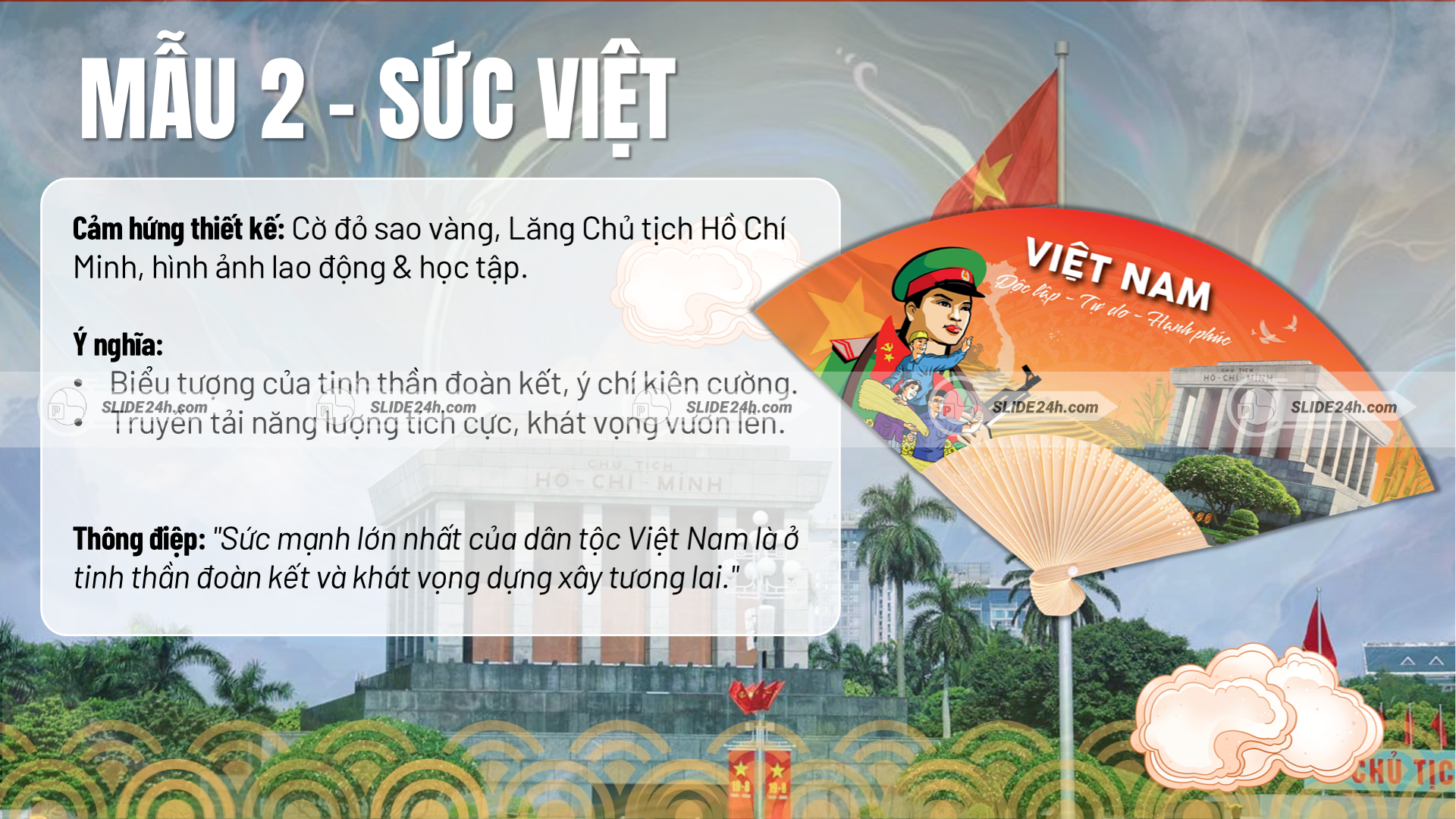 Mẫu quạt Sức Việt với hình ảnh cờ đỏ sao vàng