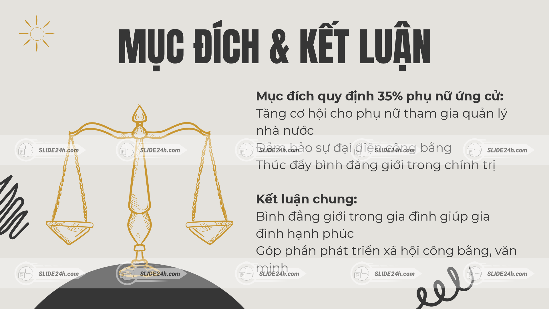 mục đích và kết luận về bình đẳng giới trong nâng cao vai trò phụ nữ và xây dựng xã hội công bằng