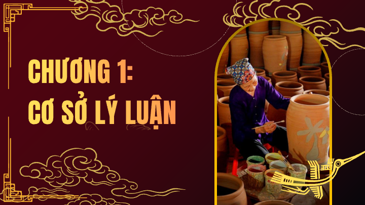 nghệ nhân làng gốm Phù Lãng ngồi vẽ hoa văn lên bình gốm thủ công
