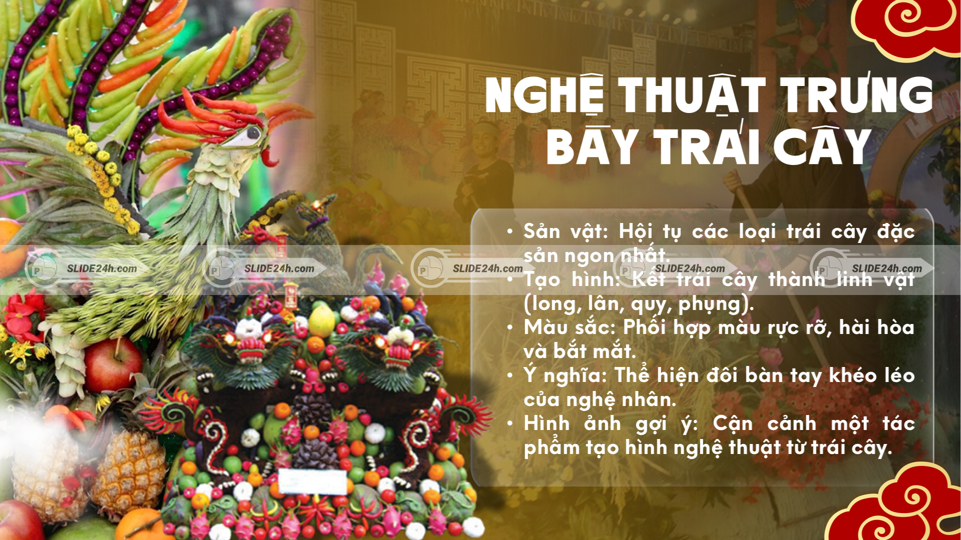Nghệ thuật kết trái cây thành linh vật trong lễ hội trái cây Chợ Lách – Bến Tre.