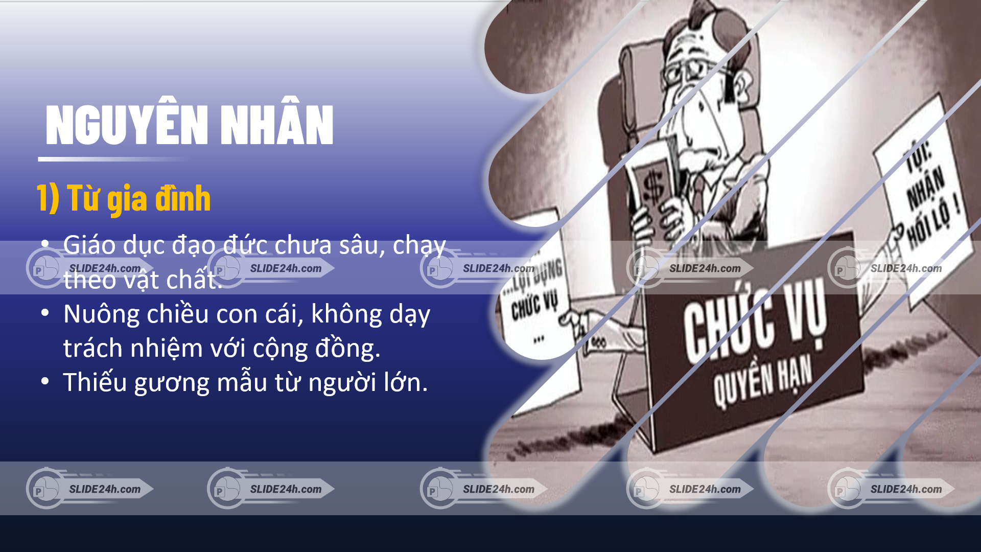 Nguyên nhân lạm quyền từ gia đình và giáo dục.