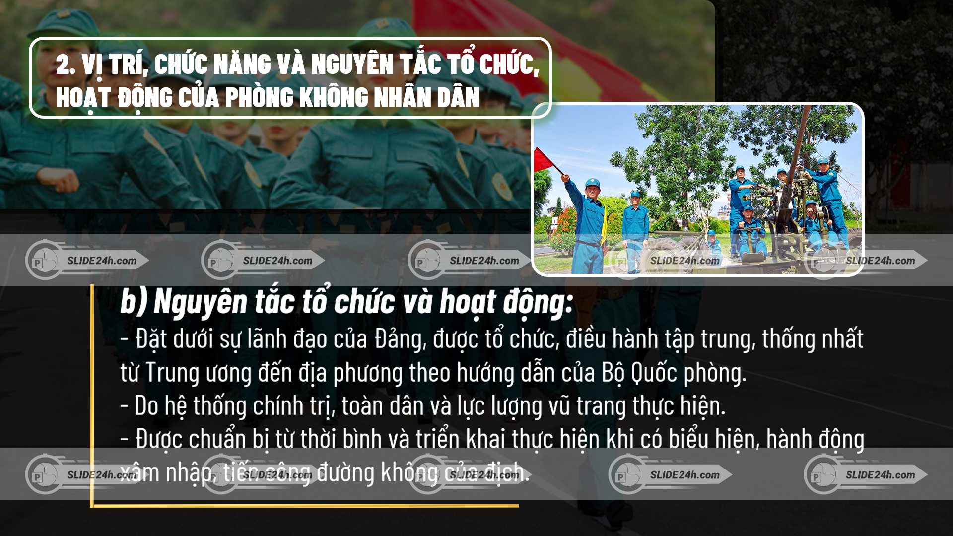 nguyên tắc tổ chức và hoạt động của phòng không nhân dân dưới sự lãnh đạo của đảng
