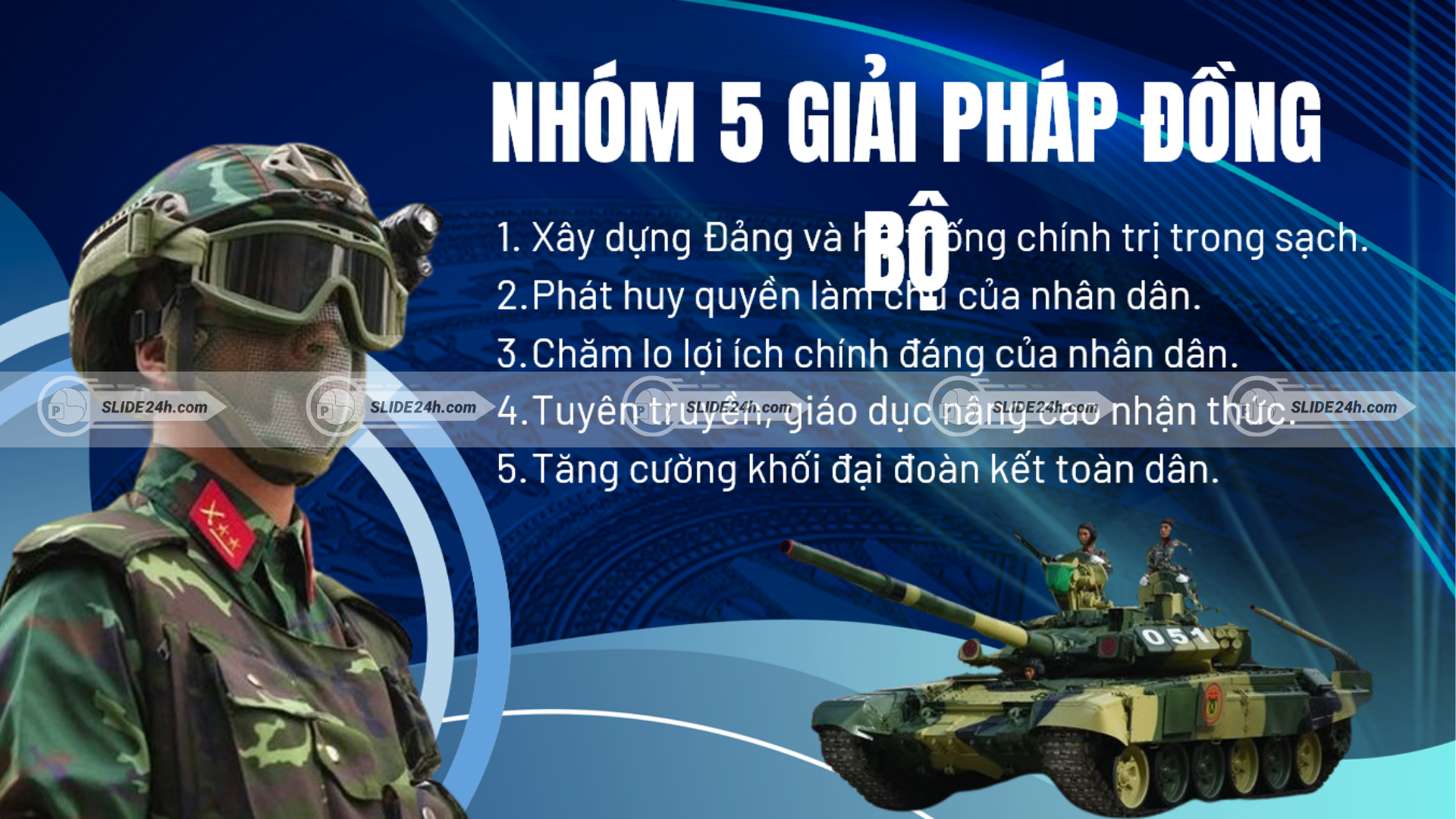 Nhóm giải pháp đồng bộ xây dựng và phát huy thế trận lòng dân.