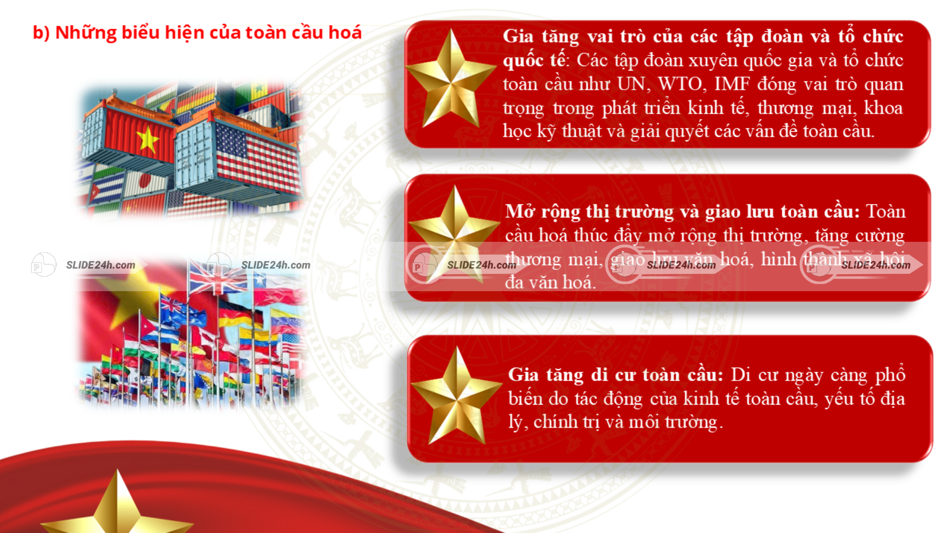 Những biểu hiện nổi bật của toàn cầu hóa trong thế giới hiện nay.