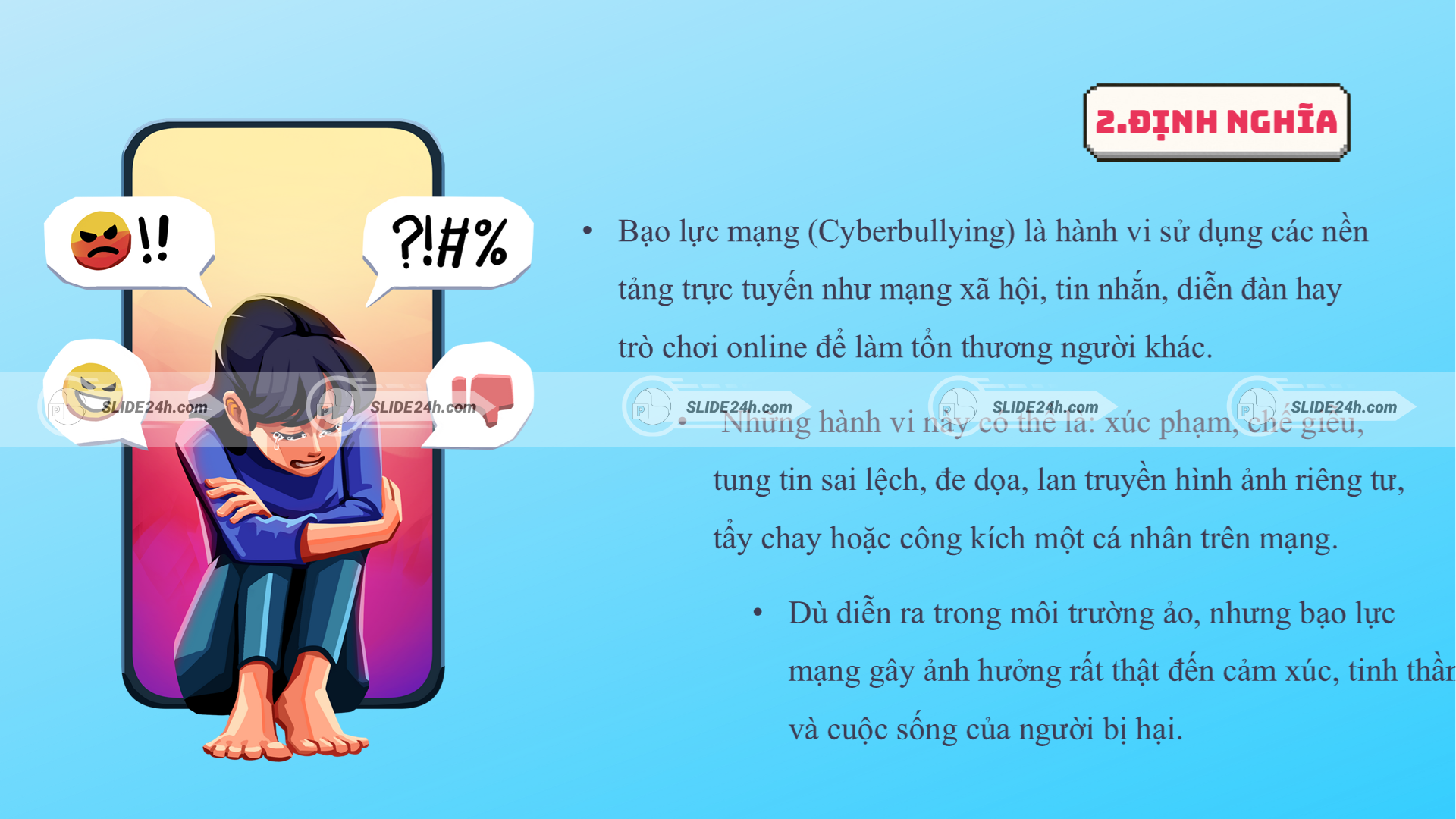 Những hành vi được xem là bạo lực mạng trên internet.