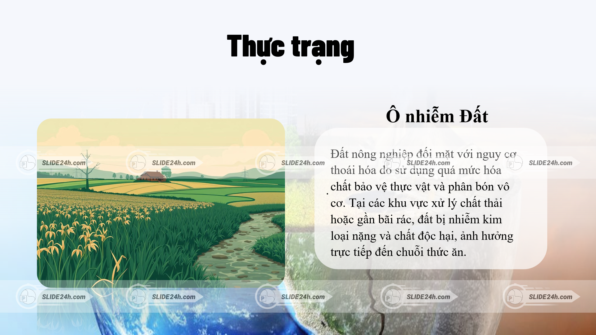 ô nhiễm đất nông nghiệp do phân bón hóa học và chất thải gây suy thoái đất