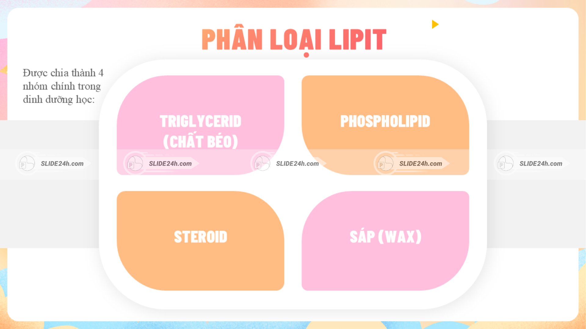 Phân loại lipit theo chức năng và cấu trúc.
