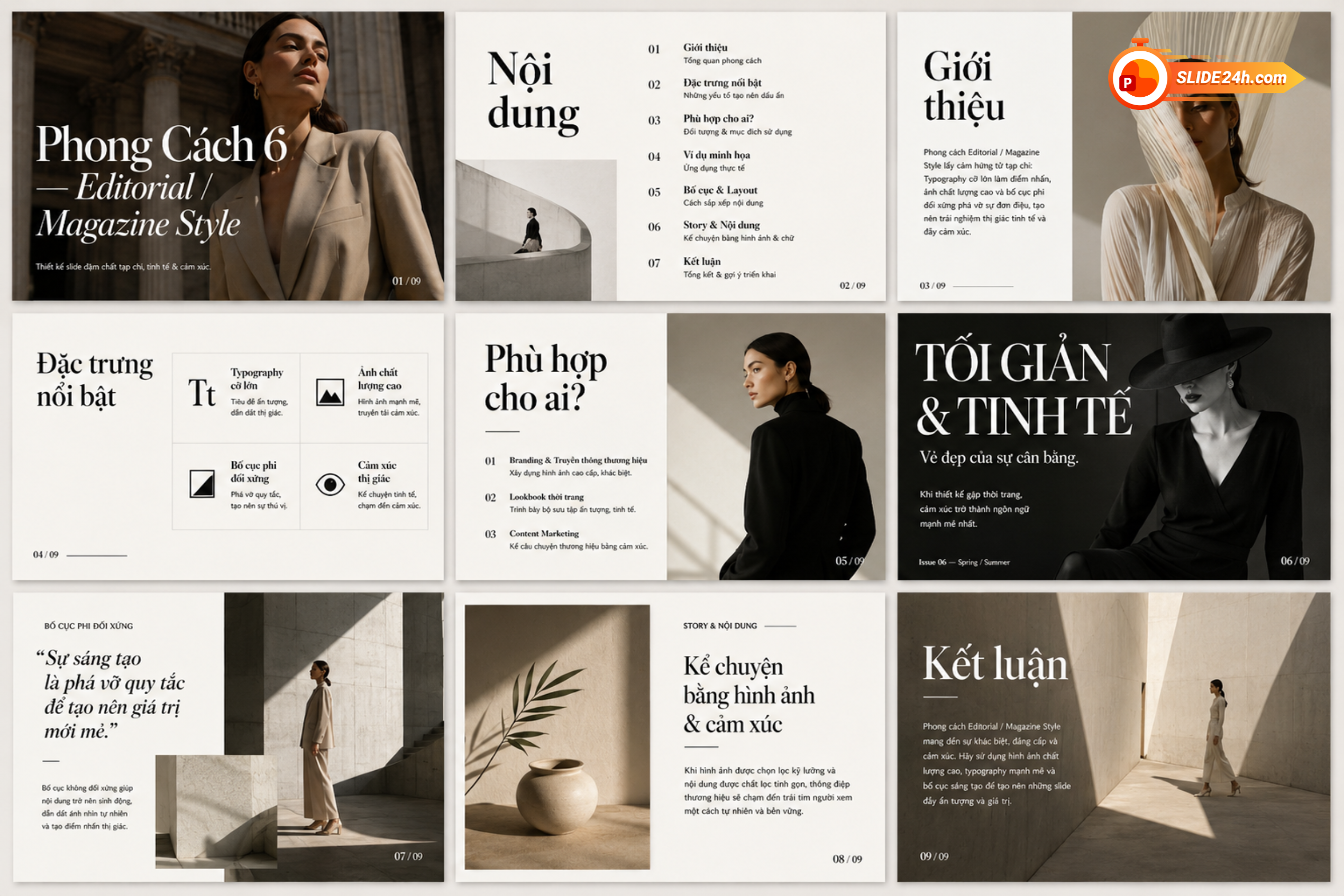 phong cách thiết kế slide editorial magazine tinh tế cao cấp