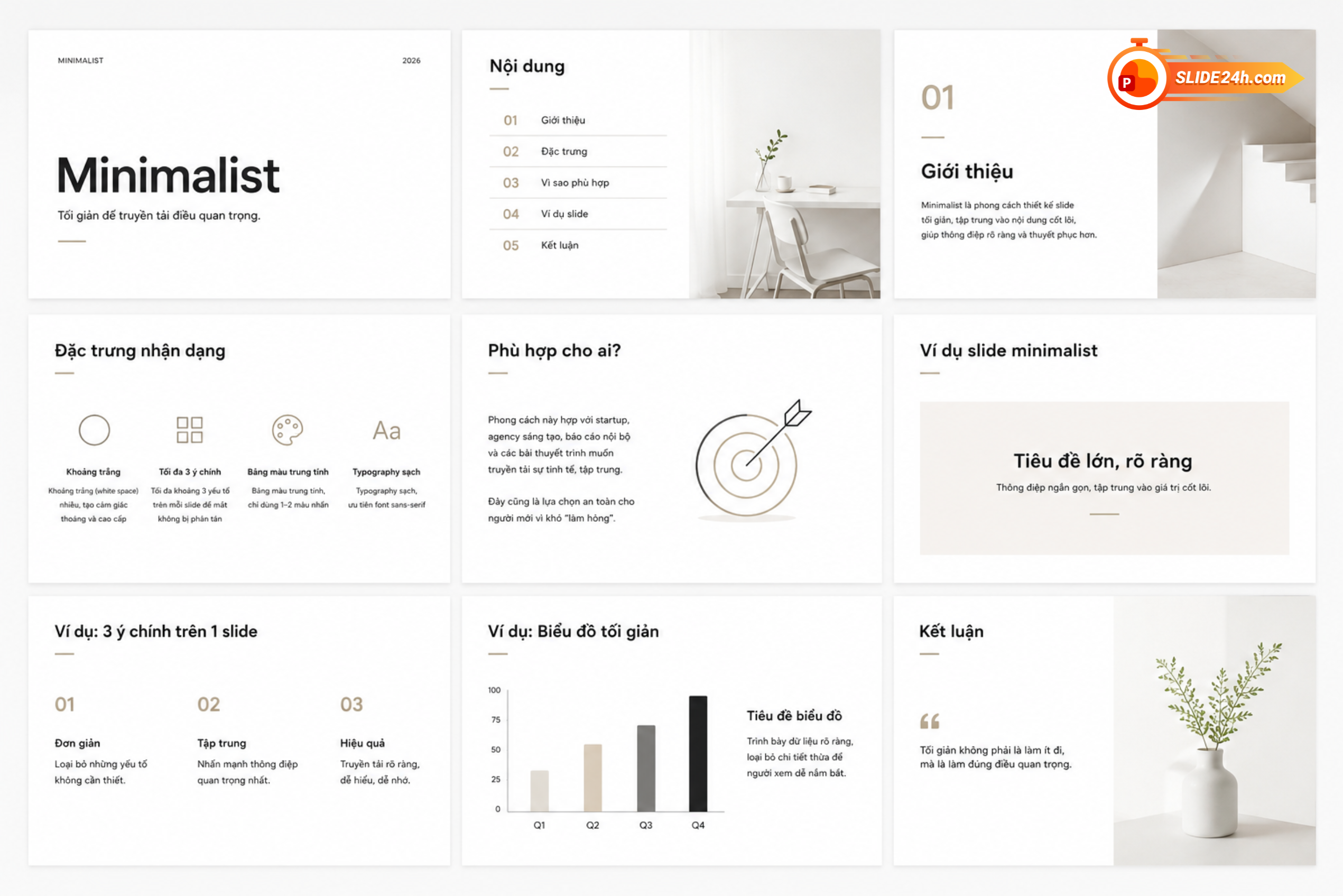 phong cách thiết kế slide minimalist tối giản trung tính