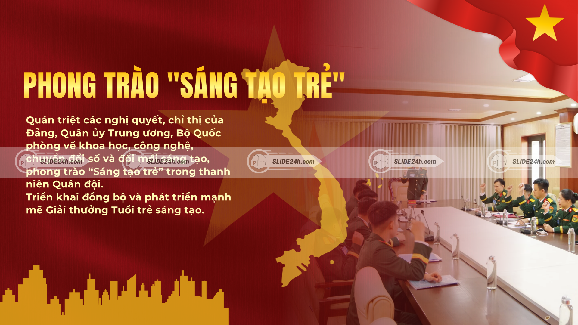 Phong trào Sáng tạo trẻ trong thanh niên Quân đội với nội dung nghiên cứu sáng kiến và đổi mới sáng tạo.