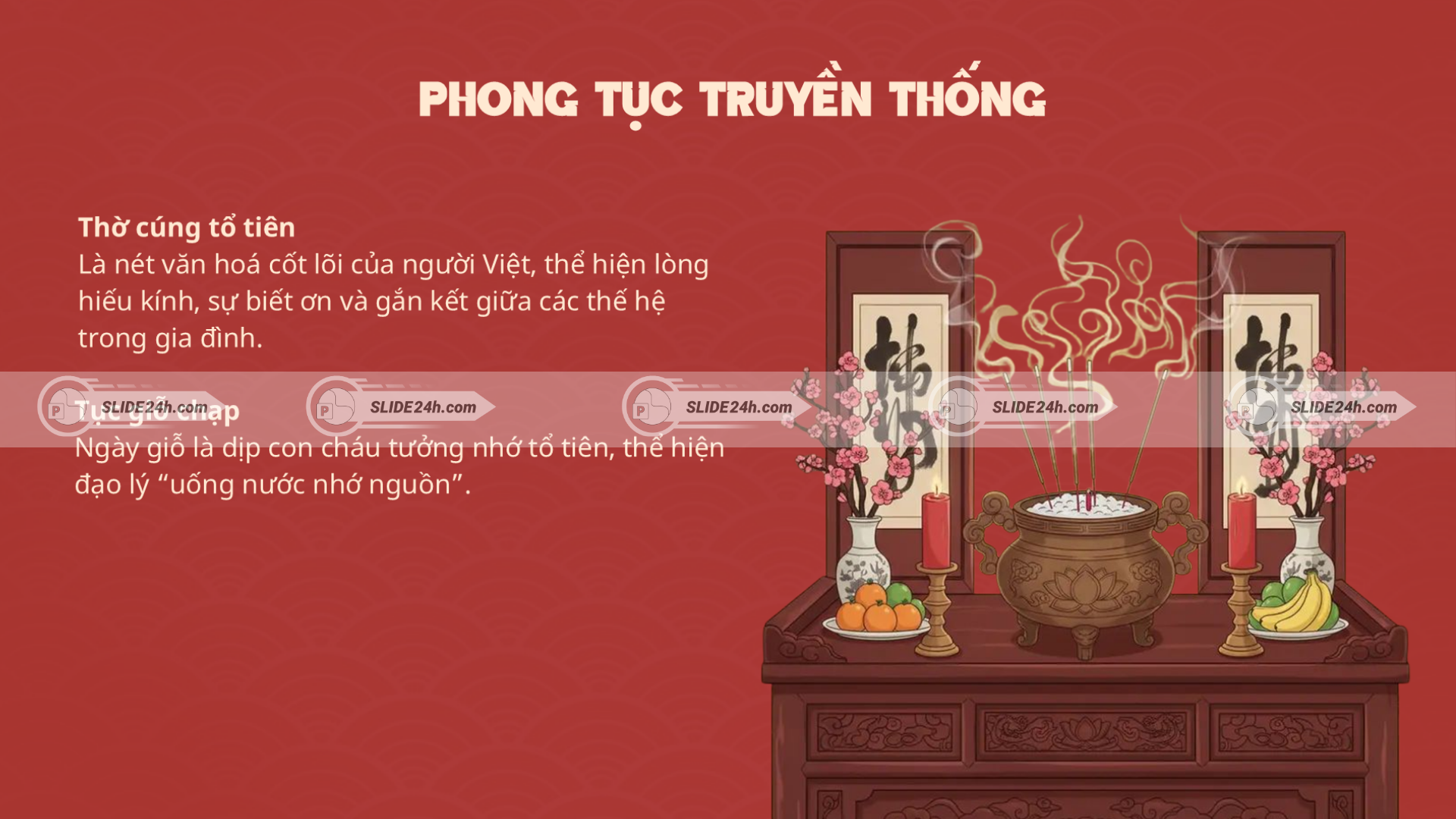 Phong tục thờ cúng tổ tiên.