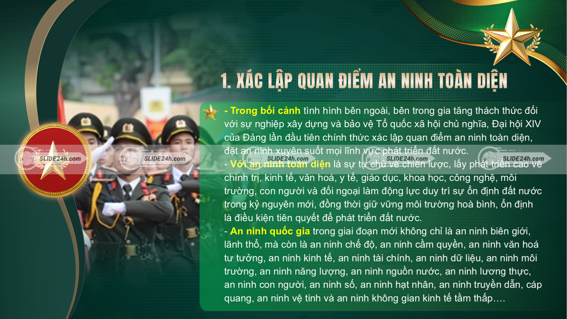 Quan điểm an ninh toàn diện và các yêu cầu bảo vệ an ninh quốc gia trong bối cảnh mới.