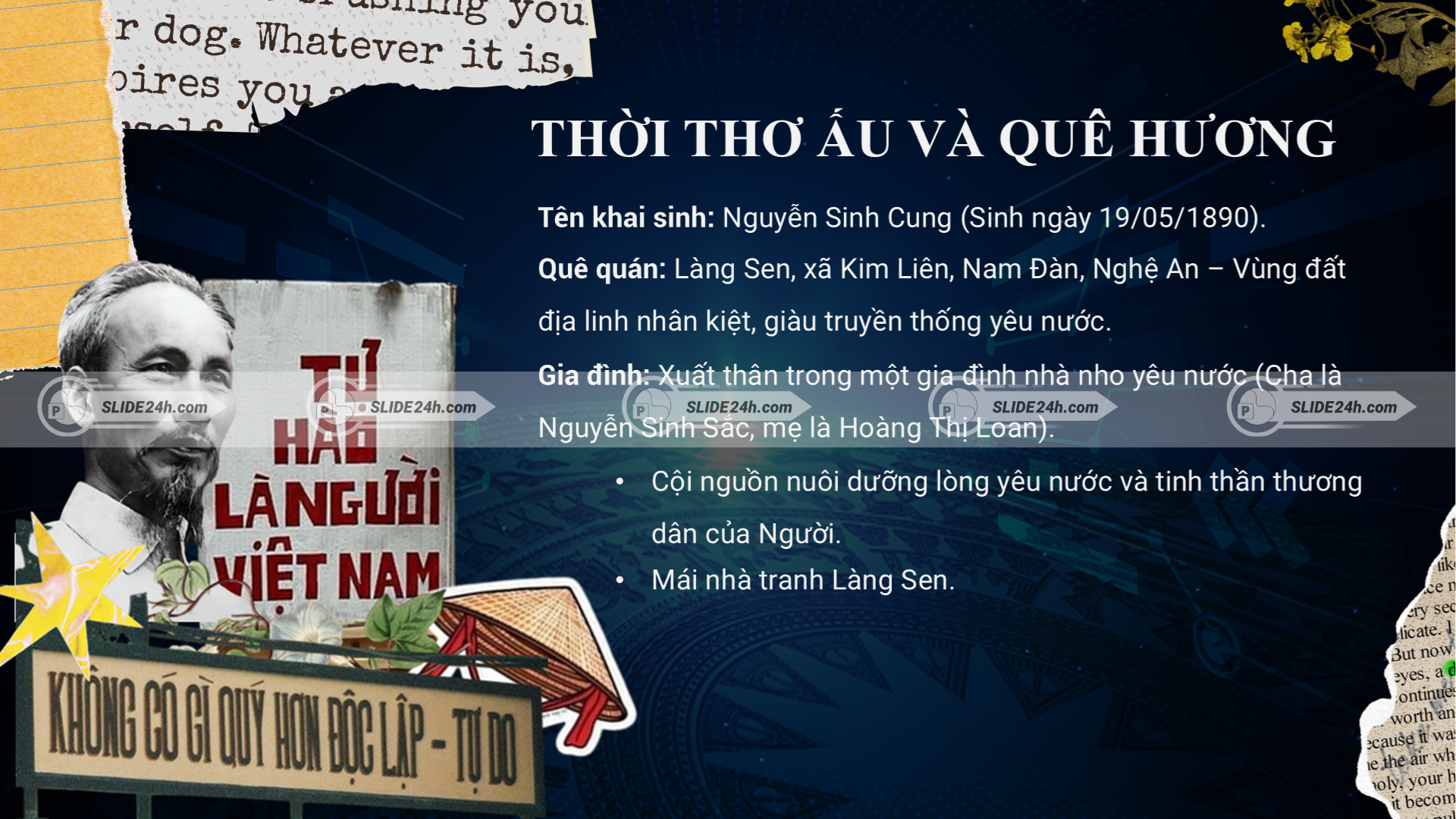 Quê hương, gia đình và những ảnh hưởng đầu đời hình thành lòng yêu nước của Hồ Chí Minh.