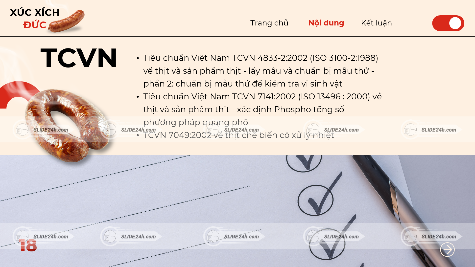 Quy định TCVN đối với xúc xích Đức