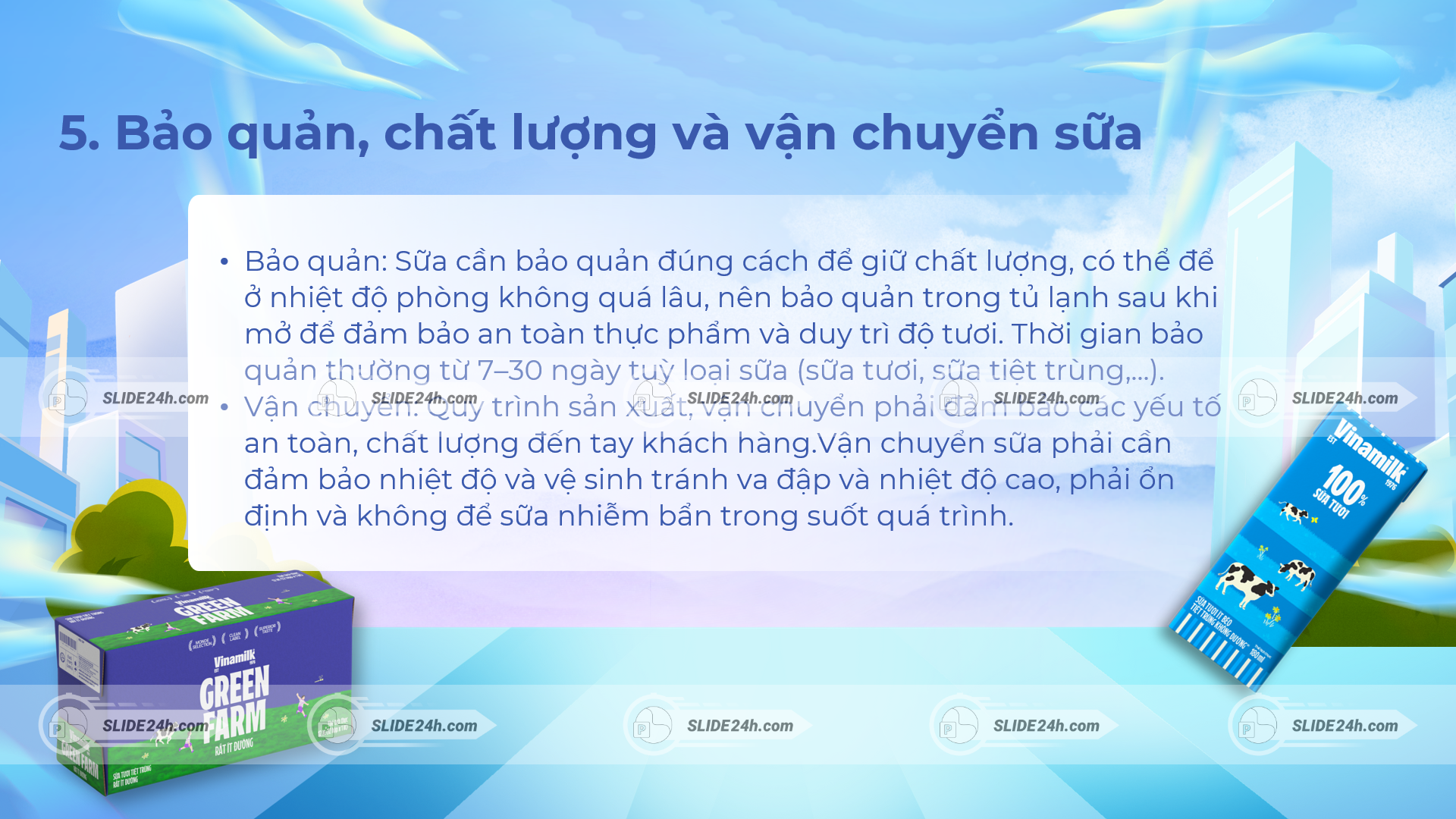 slide bảo quản và vận chuyển sữa đảm bảo chất lượng và an toàn thực phẩm vinamilk