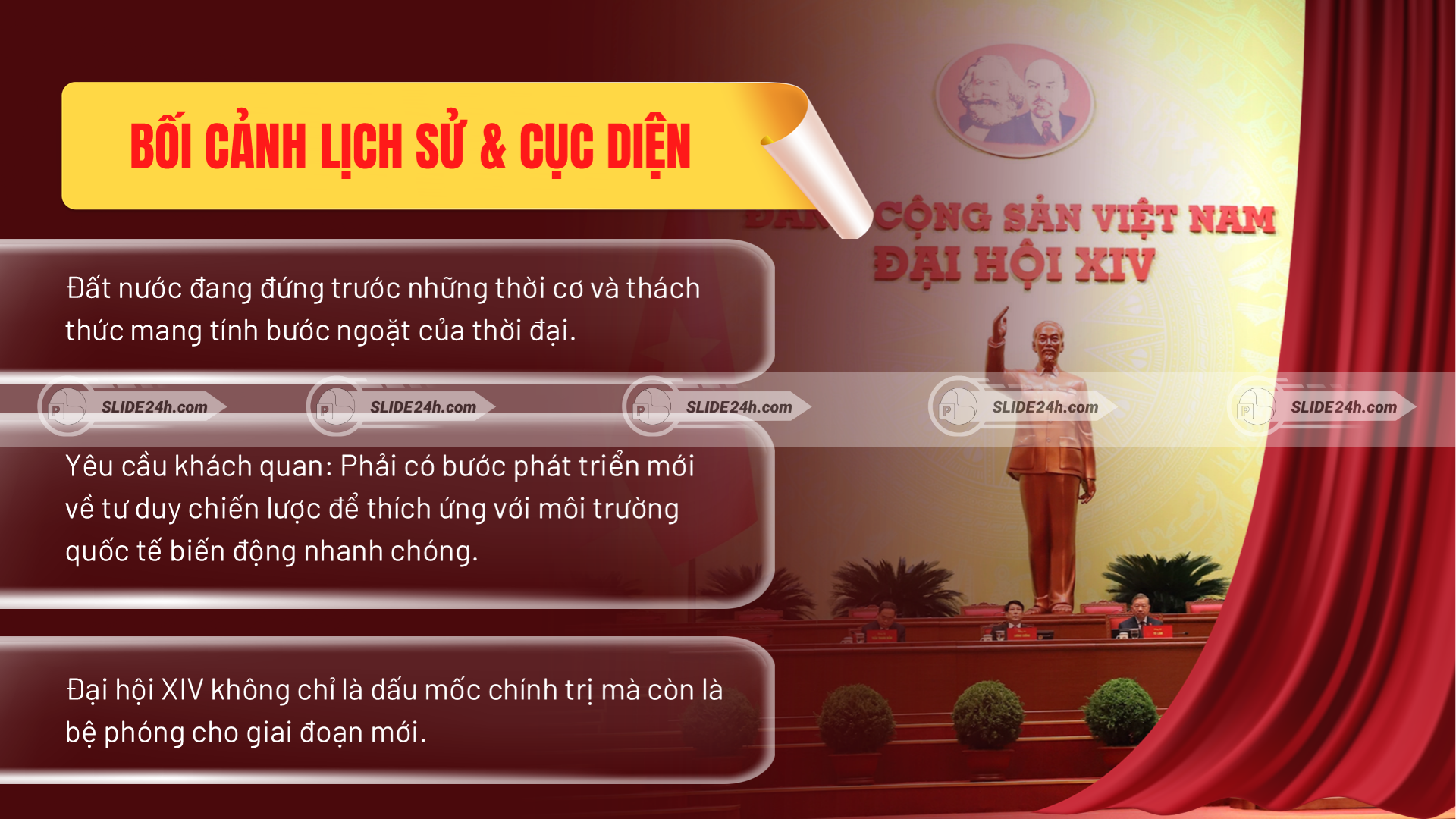 Slide bối cảnh lịch sử và cục diện quốc tế trong đường lối đối ngoại Đại hội Đảng XIV.