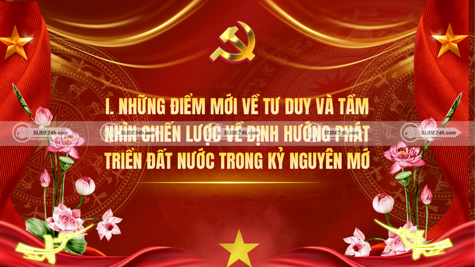 Slide năm quan điểm chỉ đạo chiến lược trong Nghị quyết Đại hội XIV của Đảng.